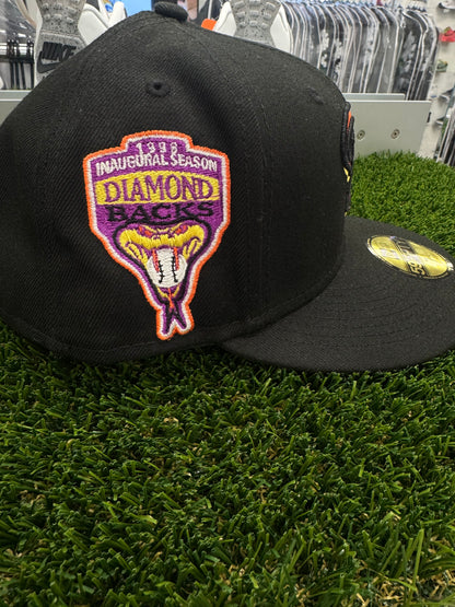 Arizona Diamondbacks Black Fitted Hat Yellow UV 1998 Snake SidePatch (7 1/2)