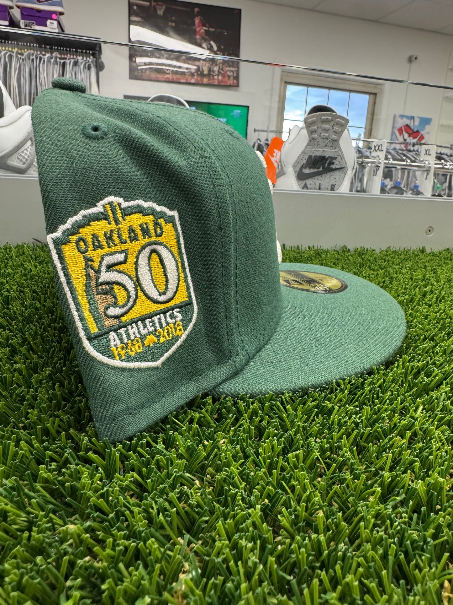 New Era Oakland Athletics 59FIFTY Fitted Hat Cap 50th Season Side Patch - Size 7 1/2 (U)