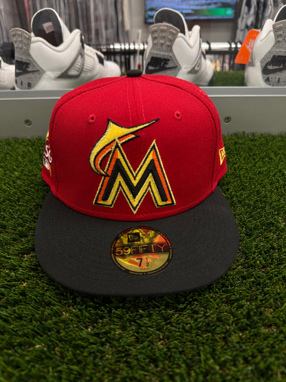 Miami Marlins Red/Black 2017 All Star Game Volt Bottom Fitted Hat - Size 7 1/2