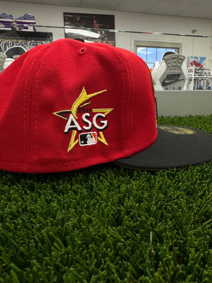 Miami Marlins Red/Black 2017 All Star Game Volt Bottom Fitted Hat - Size 7 1/2