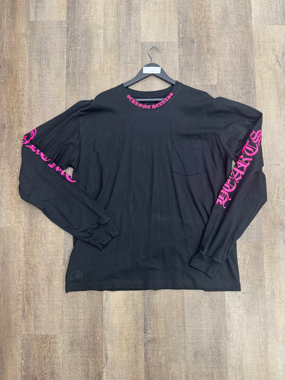 Chrome Hearts Long Sleeve Pocket Crew Hot Pink/Black - Size 2XL