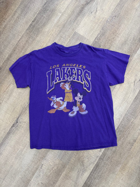 Los Angeles Lakers Junk Food Purple Disney Mickey Squad Tee - Size Large (U)