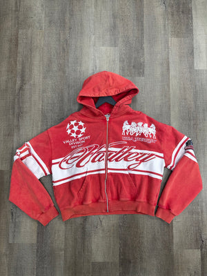 Vale Valley Sports Red Zip Up Hoodie - Size XL (U)