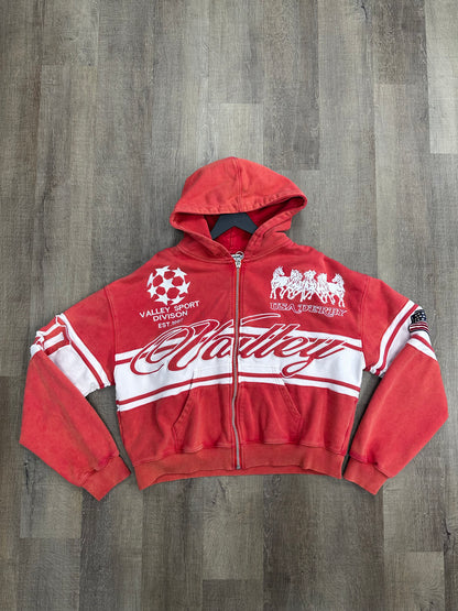 Vale Valley Sports Red Zip Up Hoodie - Size XL (U)