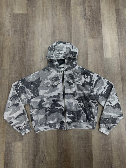 Vale Forever Winter Crystal Camo Zip Up Hoodie - Size Large (U)