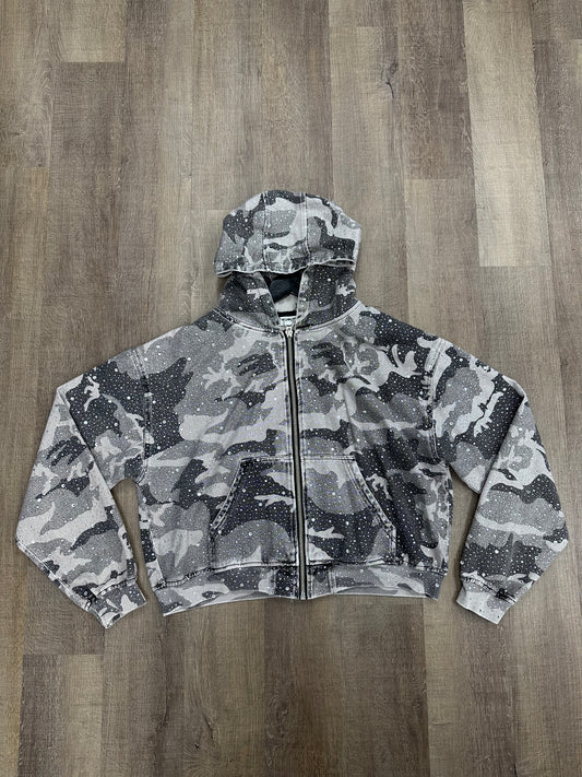 Vale Forever Winter Crystal Camo Zip Up Hoodie - Size Large (U)