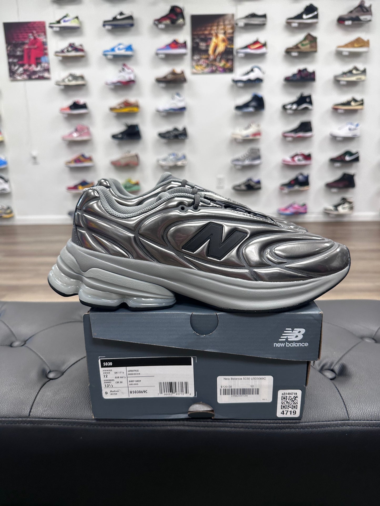 New Balance 5030 Metallic Silver Grey - Size 12