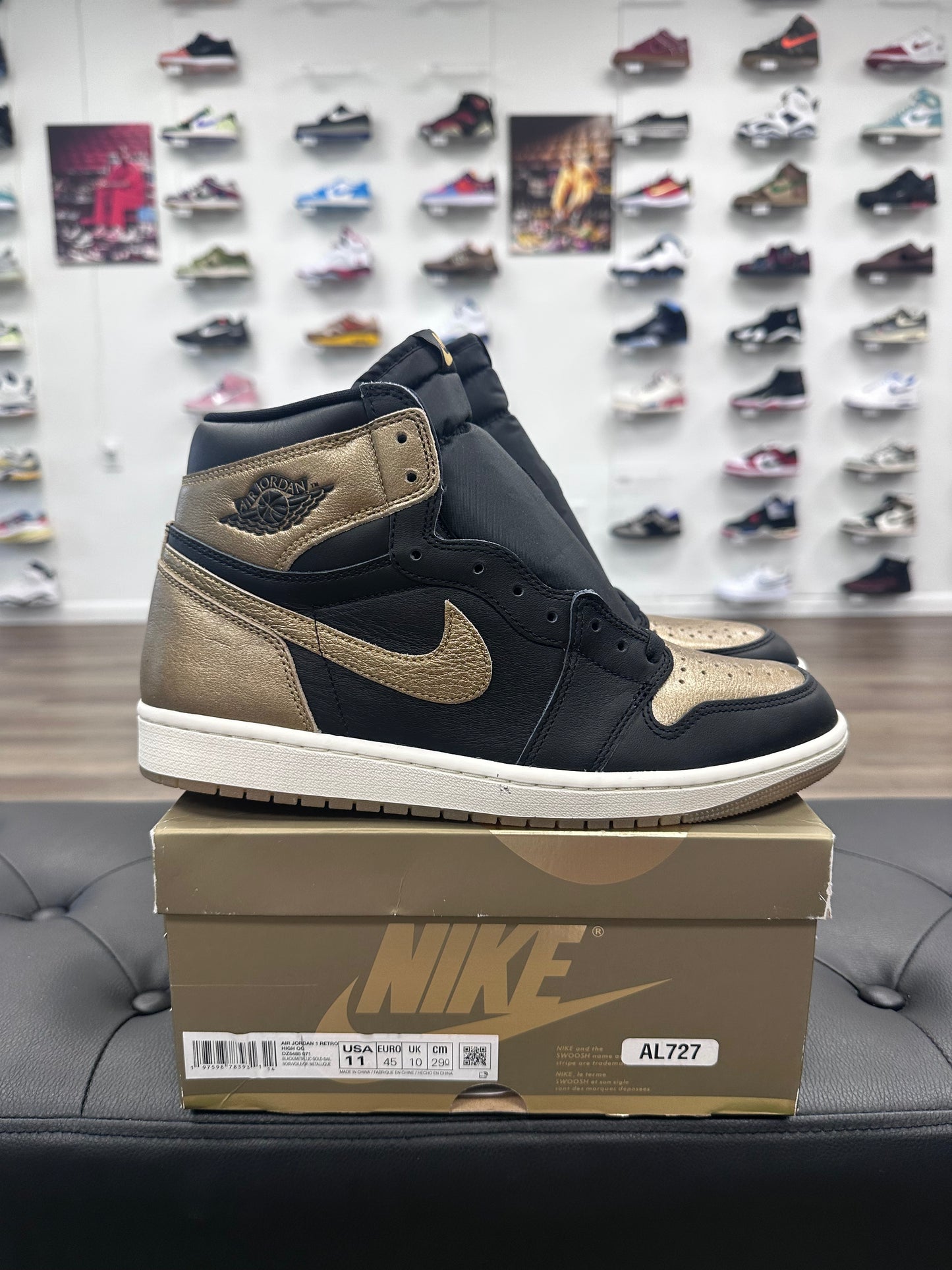 Jordan 1 Retro High OG Black Metallic Gold - Size 11