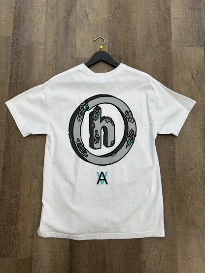 Hidden x Daniel Arsham Eroded H Logo Tee White - Size Medium