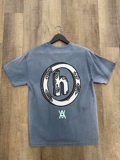 Hidden x Daniel Arsham Eroded H Logo Tee Blue - Size Medium