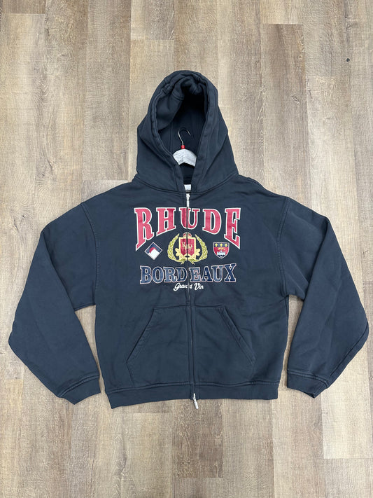 RHUDE Bordeaux Grand Vin Zip-Up Hoodie - Size Large