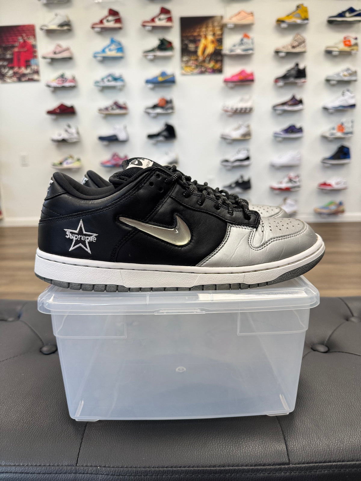 Nike SB Dunk Low Supreme Jewel Swoosh Silver