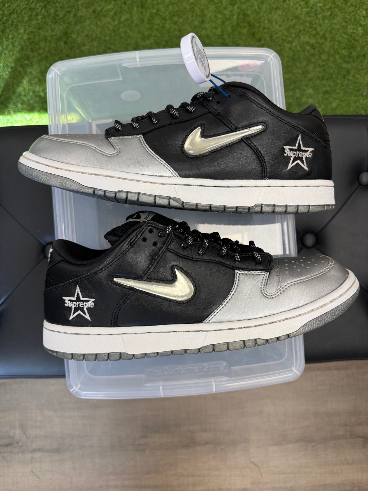 Nike SB Dunk Low Supreme Jewel Swoosh Silver