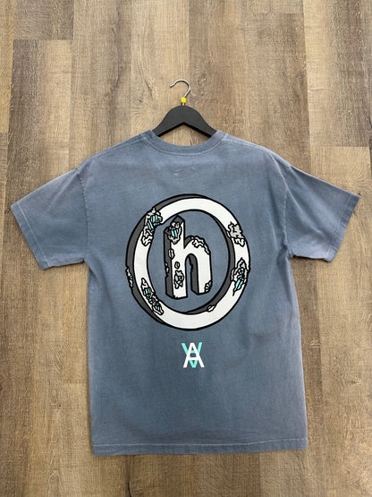 Hidden x Daniel Arsham Eroded H Logo Tee Blue