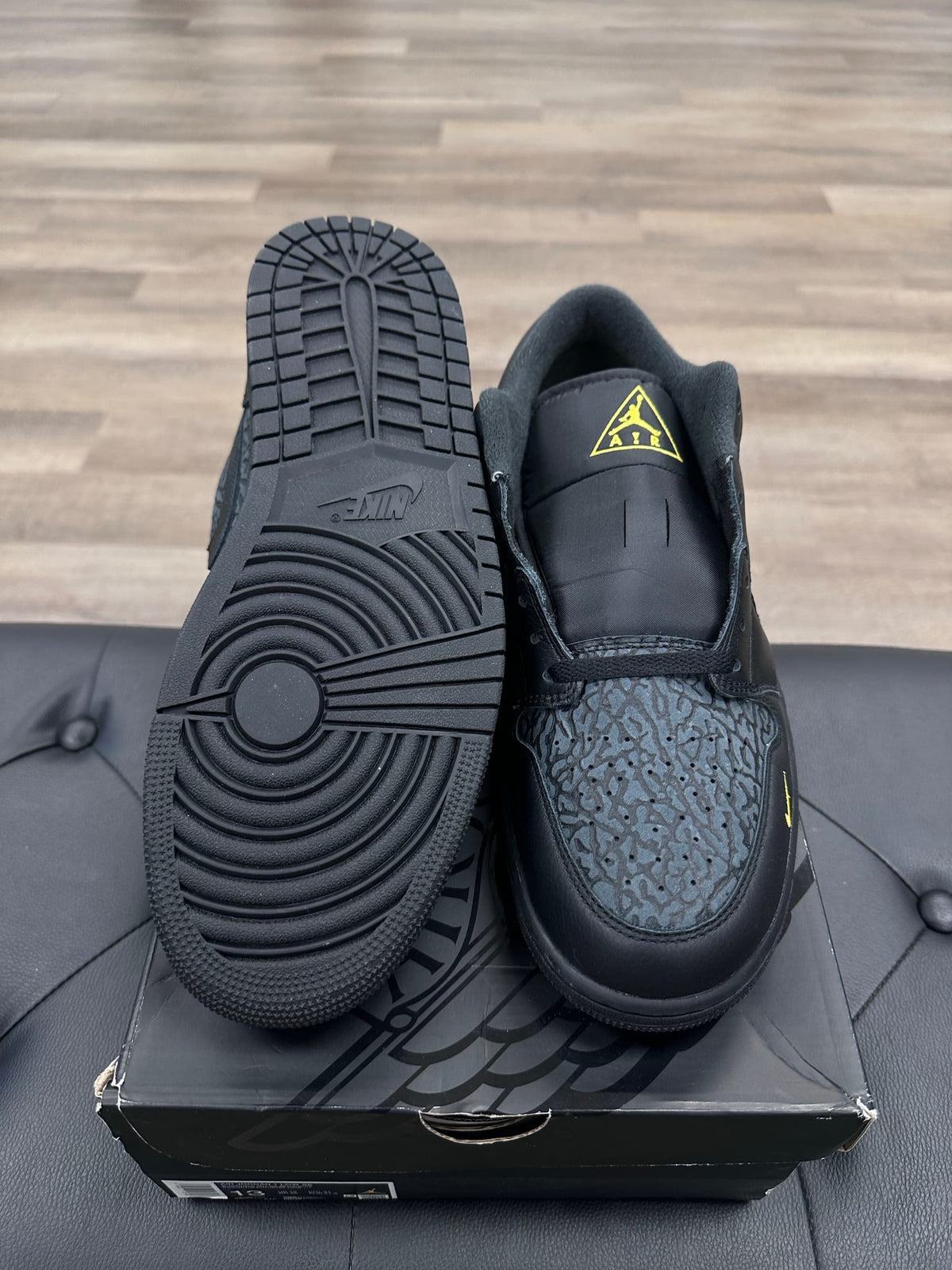 Jordan 1 Low Black Elephant Print