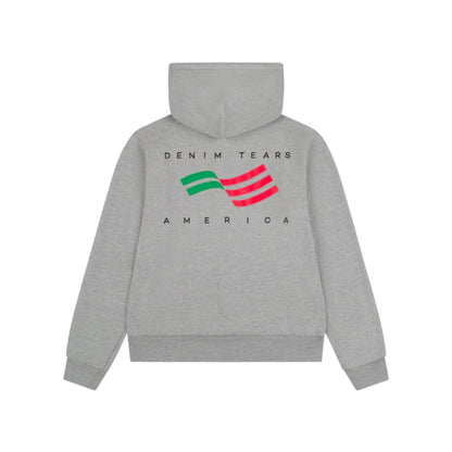 Denim Tears America Sportswear Zip Hoodie Grey- Mens